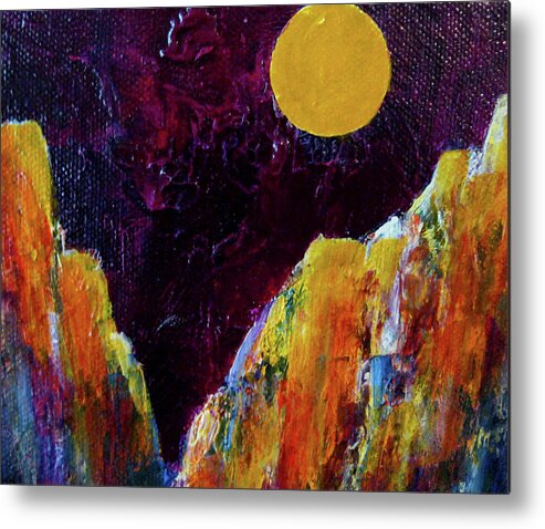 Canyon Metal Print featuring the painting Moon Canyon by Janice Nabors Raiteri