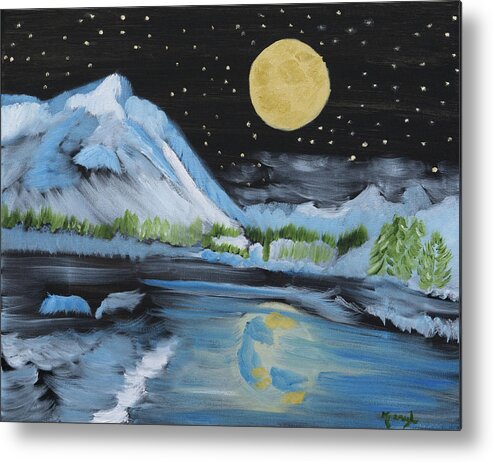 Moonlight Metal Print featuring the painting Moon Wishes by Meryl Goudey