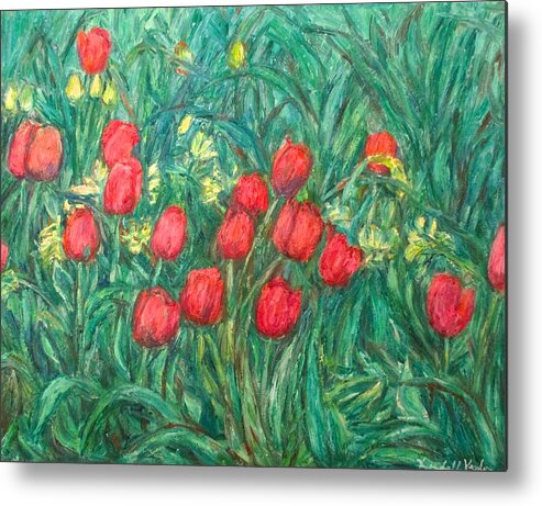 Kendall Kessler Metal Print featuring the painting Mostly Tulips by Kendall Kessler