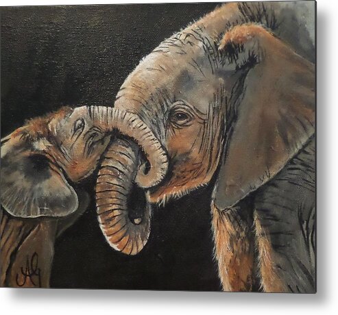 Acrylic Metal Print featuring the painting Mother and baby by Anne Gardner