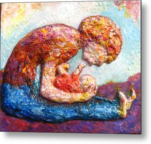 Mother And Child Bonding Metal Print featuring the painting Mother Bonding II by Naomi Gerrard