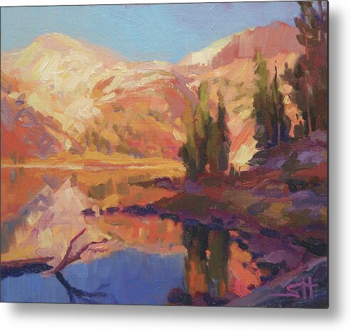 Mountain Metal Print featuring the painting Mountain Lake by Steve Henderson