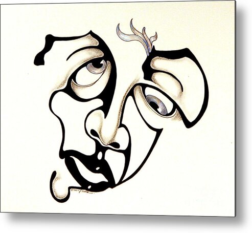 Abstract Metal Print featuring the drawing Multitasker by P Russell
