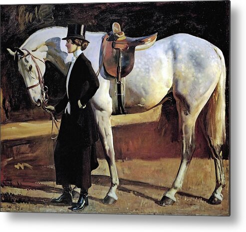Alfred James Munnings Metal Print featuring the painting My Horse is my Friend by Alfred James Munnings