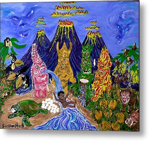 Tiki Polynesian Tonga Hawaii In Hawaiian Ku Metal Print featuring the painting Nativi-Tiki by Jonathan Morrill