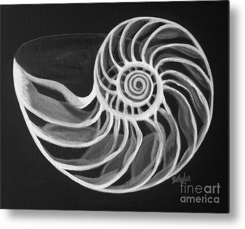 Shell Metal Print featuring the painting Nautilus by JoAnn Wheeler