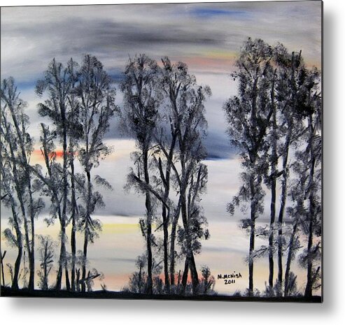 Treeline Metal Print featuring the painting Nightfall approaching by Marilyn McNish