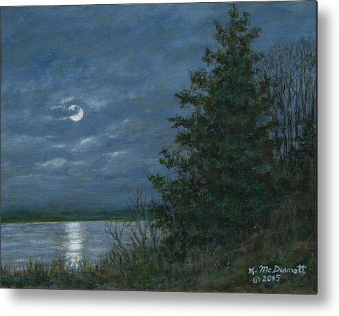 Moon Rise Metal Print featuring the painting Nocturne in Blue by Kathleen McDermott