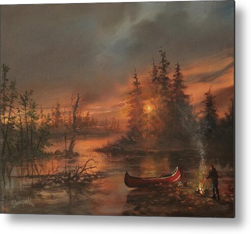 Lake Metal Print featuring the painting Northern Solitude by Tom Shropshire