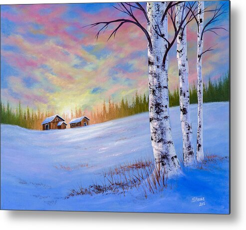 Barn Metal Print featuring the painting November Sunset by Chris Steele
