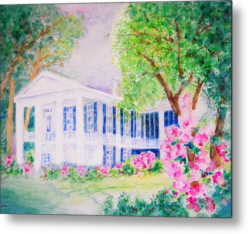 Antebellum Houses Metal Print featuring the painting Oakleigh Mansion in Springtime by Jerry Fair