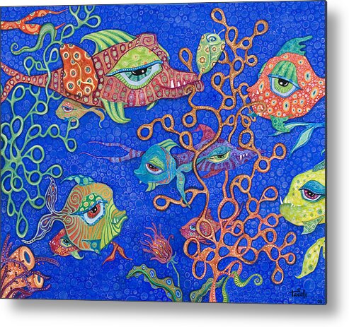 Fish In The Ocean Metal Print featuring the painting Ocean Carnival by Tanielle Childers