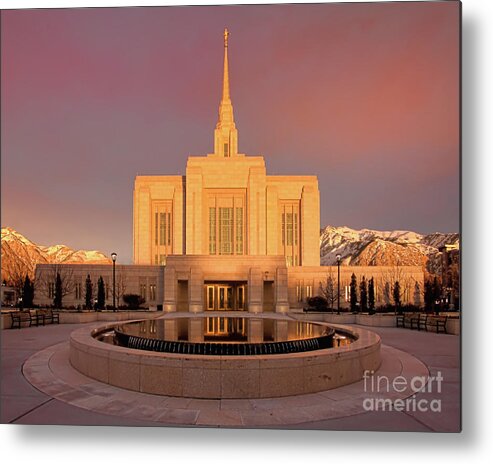 Lds Metal Print featuring the photograph Ogden Temple Sunset by Roxie Crouch