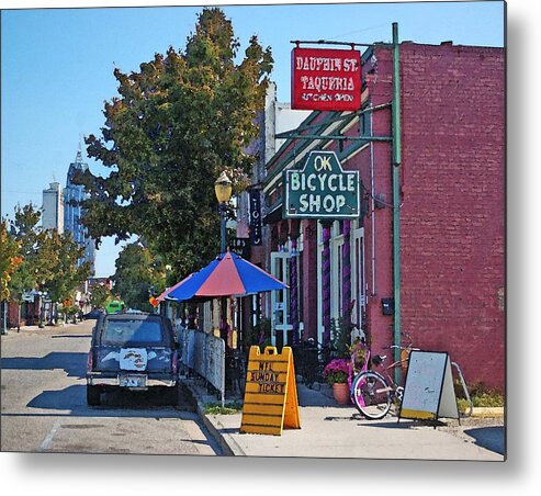 Mobile Metal Print featuring the photograph OK Bicycle Yellow sign by Michael Thomas