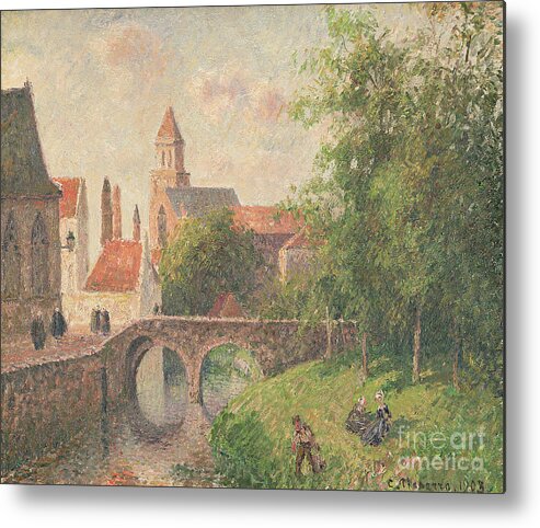 Old Bridge Metal Print featuring the painting Old Bridge in Bruges by Camille Pissarro by Camille Pissarro