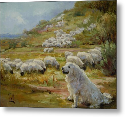 Pyrenees Metal Print featuring the painting On Guard by Lilli Pell