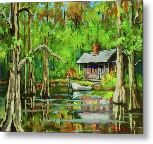 Louisiana Fishing Camp Metal Print featuring the painting On the Bayou by Dianne Parks