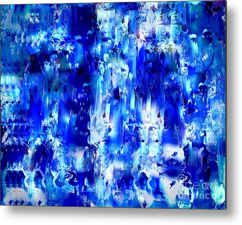 Painting-abstract Acrylic Metal Print featuring the mixed media Once In A Blue Moon by Catalina Walker