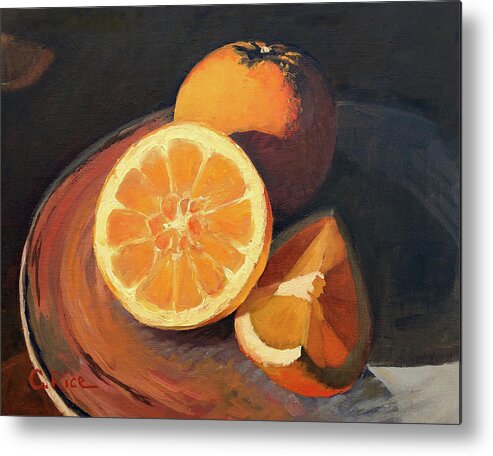 Oranges Metal Print featuring the painting Oranges In Late Afternoon Sunlight by Chris Rice