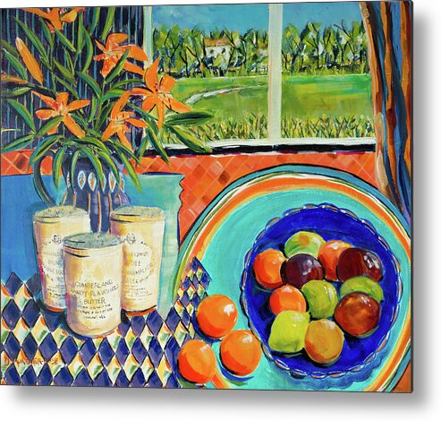 Acrylic Metal Print featuring the painting Oranges Still Life by Seeables Visual Arts
