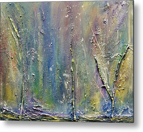 Abstract Painting Metal Print featuring the painting Organic Fantasy Forest by Dolores Deal