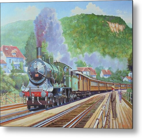 Steam Metal Print featuring the painting Orient express 1920 by Mike Jeffries