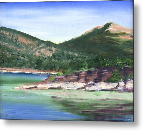 Flaming Gorge Metal Print featuring the painting Osprey Island Flaming gorge by Nila Jane Autry