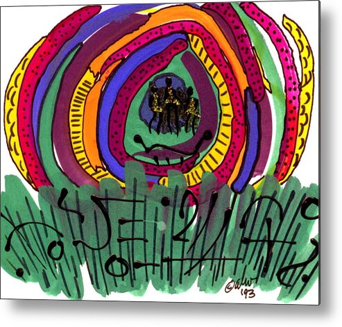 Abstract Metal Print featuring the mixed media Our Own Colorful World II by Angela L Walker