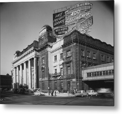 Passenger Trains Metal Print featuring the photograph Outside Chicago Passenger Terminal -1959 by Chicago and North Western Historical Society