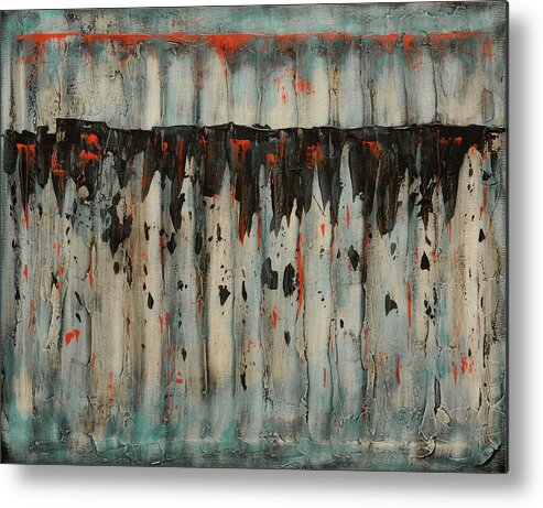 Abstract Metal Print featuring the painting Over The Edge by Jim Benest