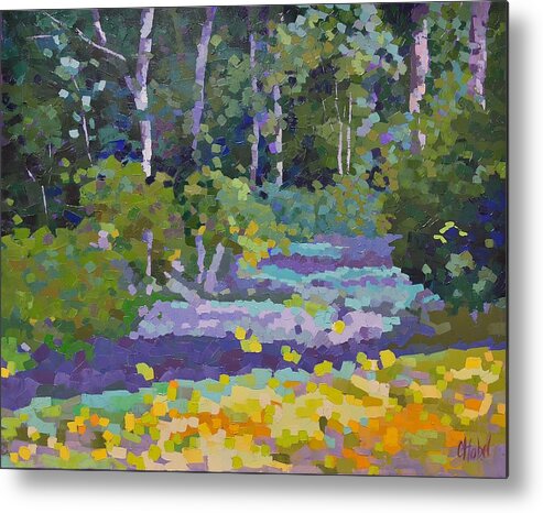 Abstract Landscape Metal Print featuring the painting Painting Pixie Forest by Chris Hobel