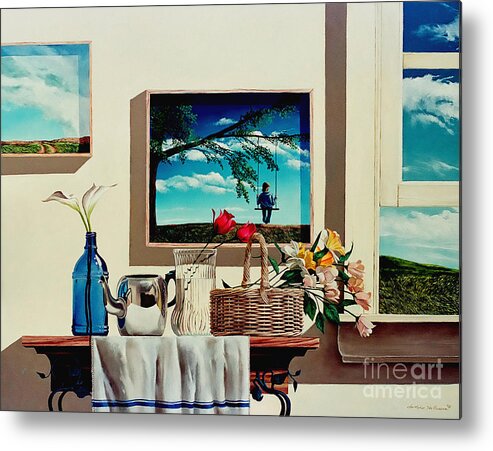 Landscape Metal Print featuring the painting Paintings within a painting by Christopher Shellhammer