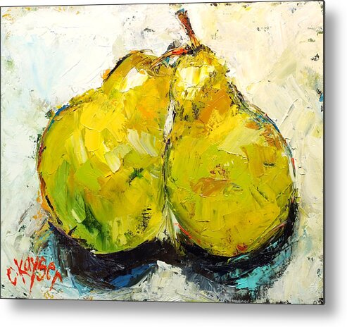 Fruit Metal Print featuring the painting Pair of Pears by Claire Kayser