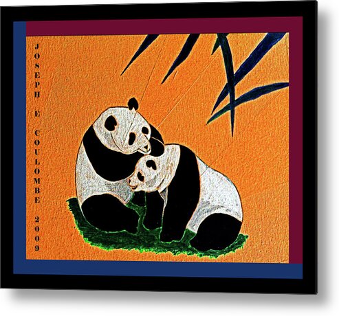 Panda Bears Metal Print featuring the painting Panda Friends by Joseph Coulombe