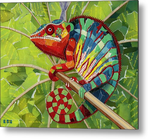 Chameleon Metal Print featuring the mixed media Panther Chameleon by Shawna Rowe