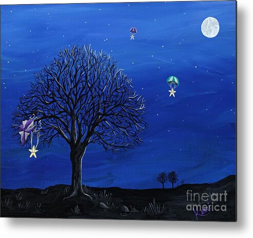 Night Metal Print featuring the painting Para-Shooting Star Trio by Kerri Sewolt