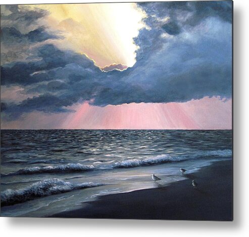 Sea Metal Print featuring the painting Peaceful Beach Memories Sea View 246 by Lucie Dumas