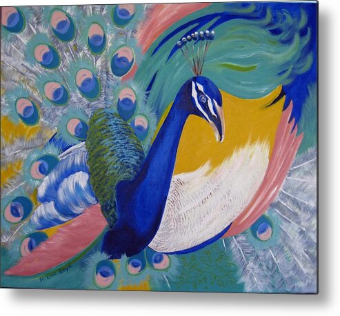 Bird Metal Print featuring the painting Peacock Glory by Lisa Boyd