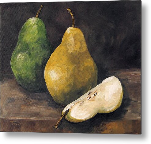 Pear Metal Print featuring the painting Pears Green and Gold by Torrie Smiley