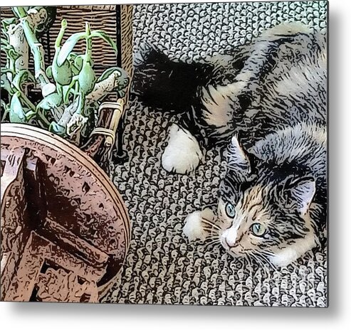 Cat Metal Print featuring the digital art It's OK. It's just you being you... by Deb Nakano
