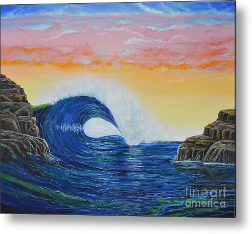 Ocean Metal Print featuring the painting Perfect Curl by Mary Scott