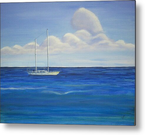 Sailboat Metal Print featuring the painting Pine Island Sailboat by Nancy Nuce