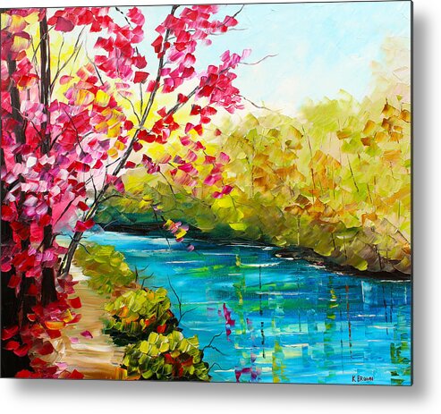 Summer Paintings Paintings Metal Print featuring the painting Pink Tree by Kevin Brown