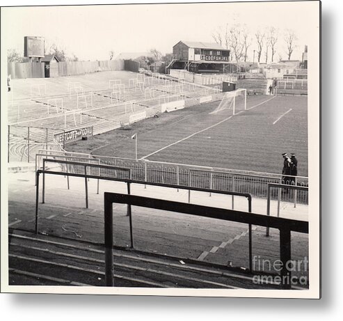  Metal Print featuring the photograph Plymouth Argyle - Home Park -Barn Park End 1 - BW - 1960s by Legendary Football Grounds