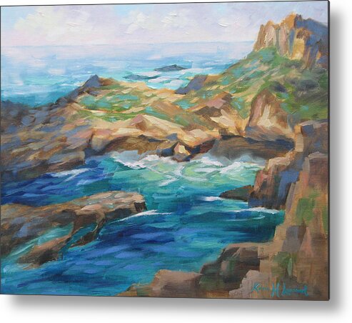 Point Lobos Metal Print featuring the painting Point Lobos Cove by Karin Leonard