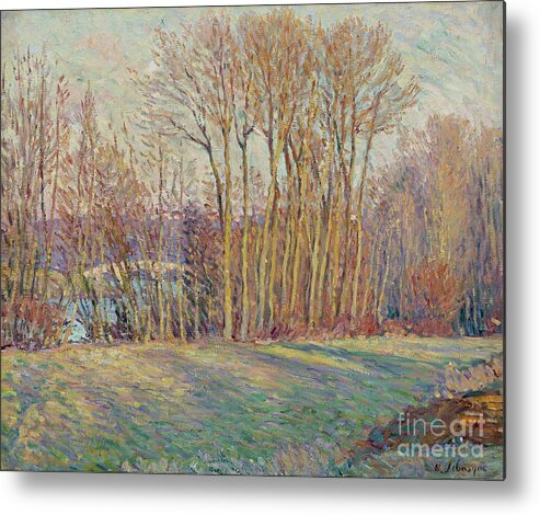 Henri Lebasque Metal Print featuring the painting Poplars in Autumn near Chalifert by MotionAge Designs
