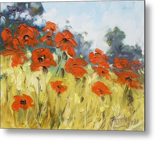 Poppies Metal Print featuring the painting Poppies 3 by Irek Szelag