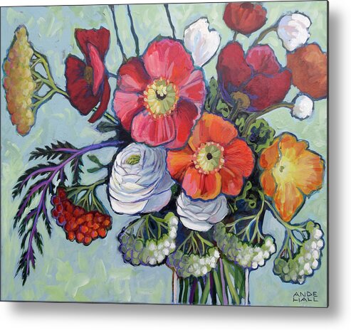 Poppies Metal Print featuring the painting Poppylicious by Ande Hall