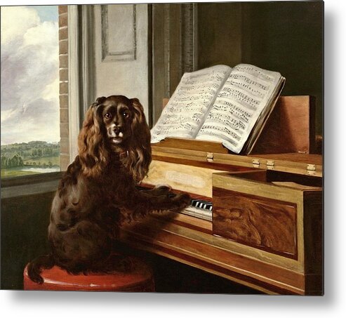 Ear Metal Print featuring the painting Portrait Of An Extraordinary Musical Dog  by Philip Reinagle