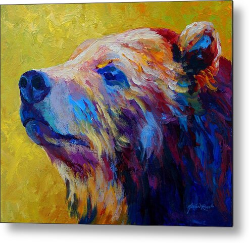 Bear Metal Print featuring the painting Pretty Boy - Grizzly Bear by Marion Rose